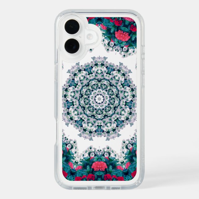 Garden Water Fountain Red Flowers Mandala Design Speck iPhone Case (Front)