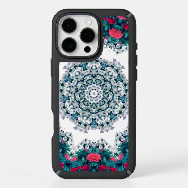 Garden Water Fountain Red Flowers Mandala Design Speck iPhone Case (Front)