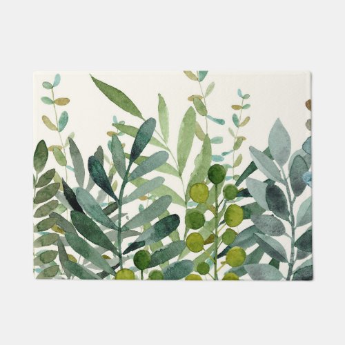Garden_Watercolor Botanical Leaves   Doormat