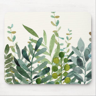 Garden-Watercolor Botanical Leaves   Mouse Pad