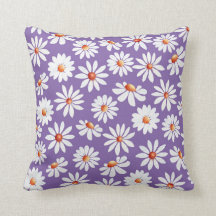 Garden Watercolor Daisy Pattern Purple Background