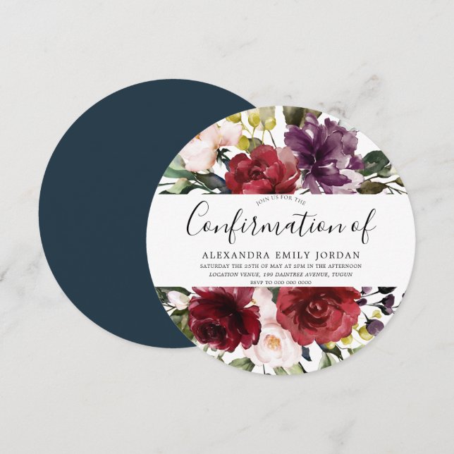 Garden Watercolor Florals Confirmation Invitation (Front/Back)