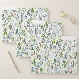 Garden Watercolor Leaves  File Folder