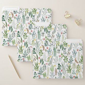 Garden Watercolor Leaves  File Folder