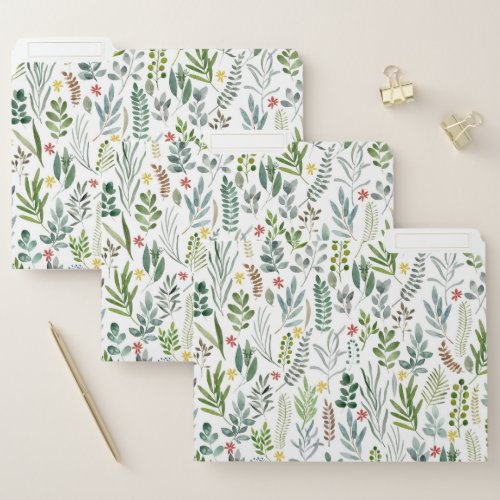 Garden Watercolor Leaves  File Folder
