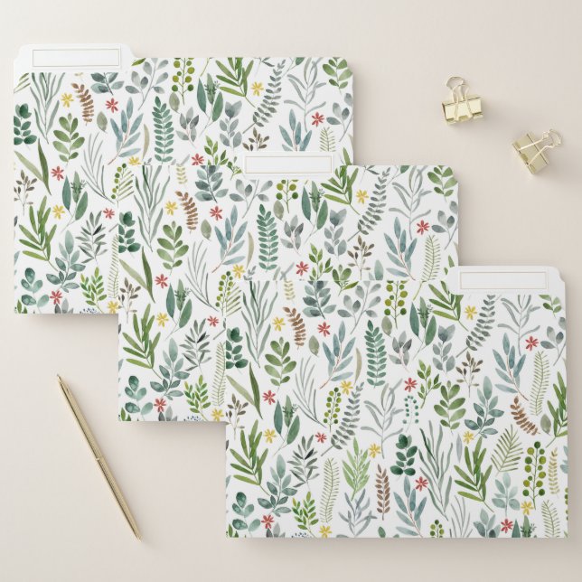 Garden Watercolor Leaves  File Folder (Set)