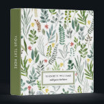 Garden Watercolor Leaves Personalized  3 Ring Binder<br><div class="desc">elegant watercolor leaves and flowers pattern personalized binder</div>