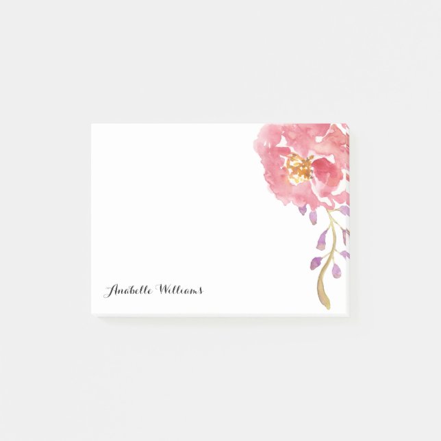 Garden Watercolor Personalized Post-it Notes (Front)
