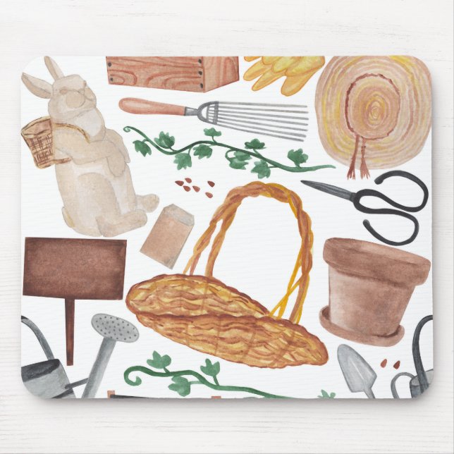 Garden watercolor print mouse pad (Front)
