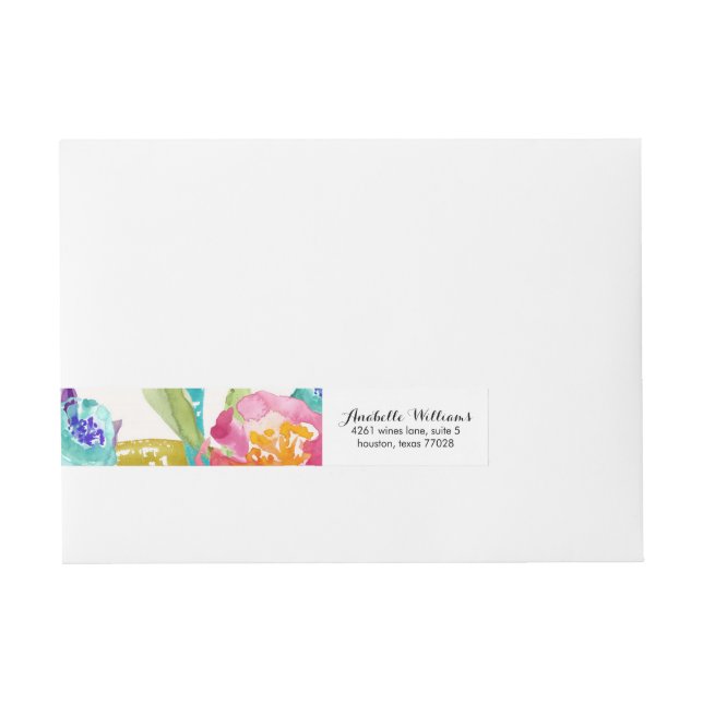 Garden Watercolor Wrap Around Address Label (Front)
