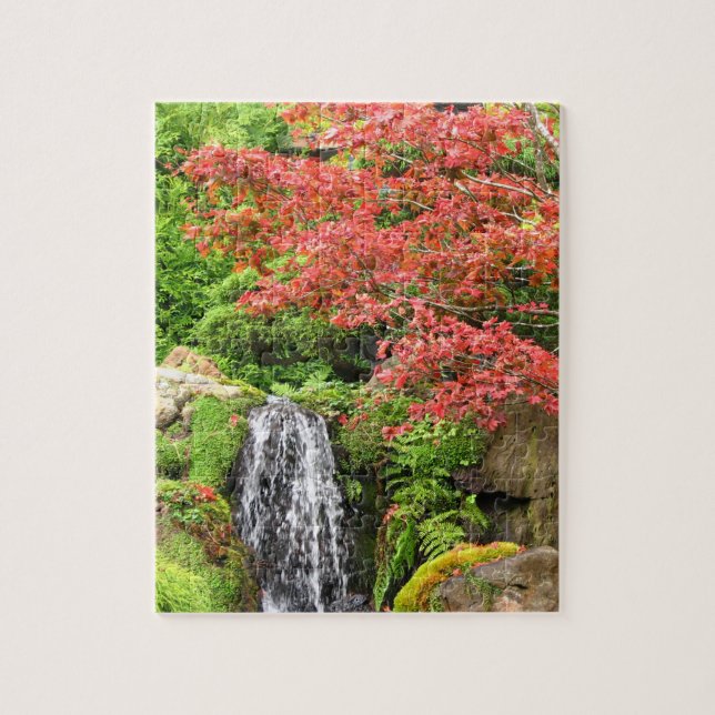 Garden Waterfall in Autumn Jigsaw Puzzle (Vertical)