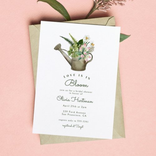 Garden Watering Can Floral Bridal Shower Invitation