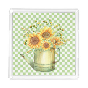 Garden Watering Can Sunflowers Acrylic Tray