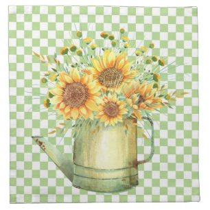 Garden Watering Can Sunflowers Cloth Napkin