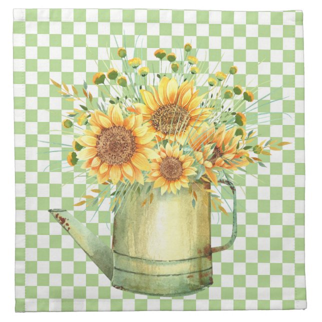 Garden Watering Can Sunflowers  Cloth Napkin (Front)