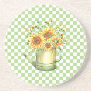 Garden Watering Can Sunflowers Coaster