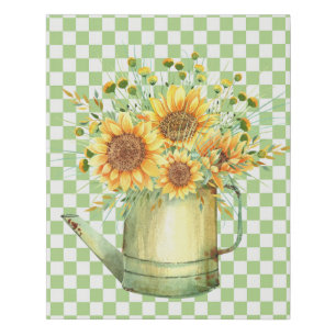 Garden Watering Can Sunflowers Faux Canvas Print