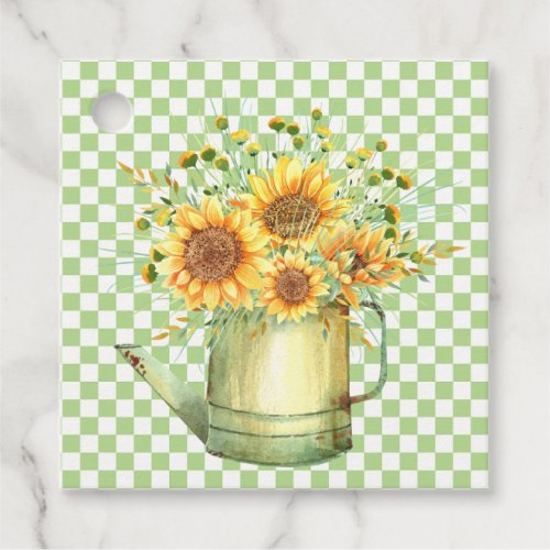 Garden Watering Can Sunflowers  Favor Tags