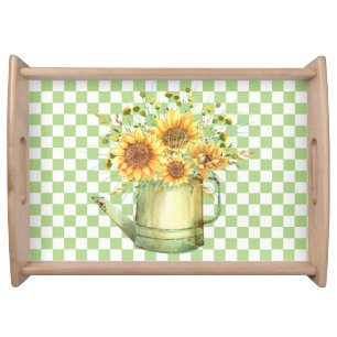 Garden Watering Can Sunflowers Serving Tray