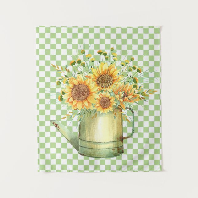 Garden Watering Can Sunflowers  Tapestry (Front)