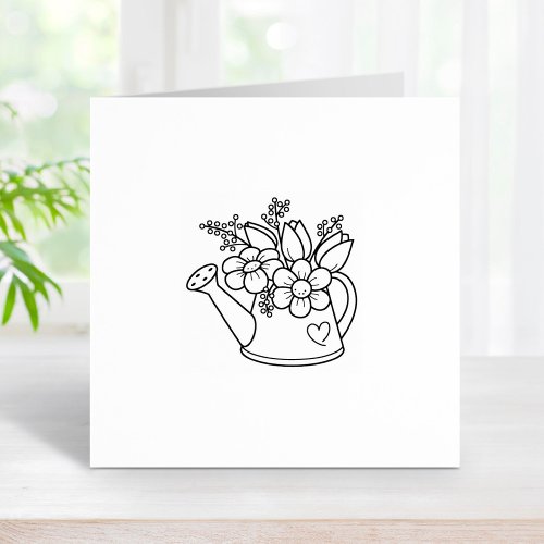 Garden Watering Can with Flowers 2 Rubber Stamp