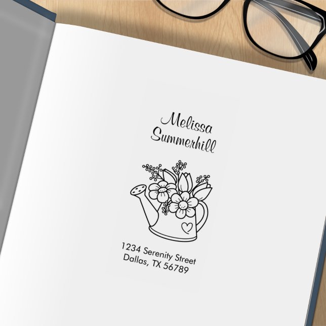 Garden Watering Can with Flowers Address 2 Rubber Stamp (Creator Uploaded)