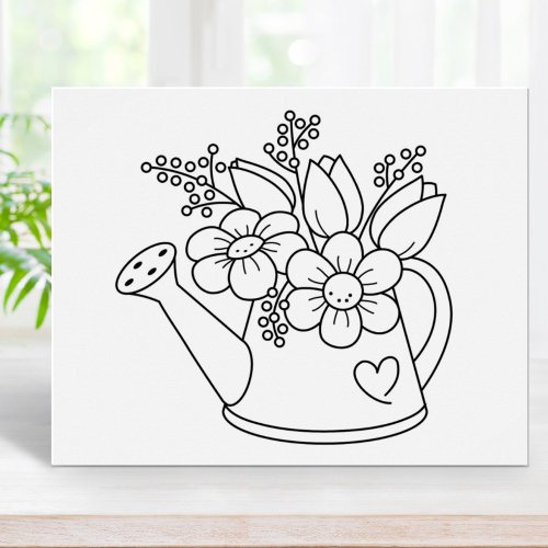 Garden Watering Can with Flowers Coloring Page Poster