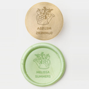 Garden Watering Can with Flowers Custom Name Wax Seal Stamp