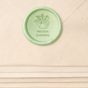 Garden Watering Can with Flowers Custom Name Wax Seal Sticker