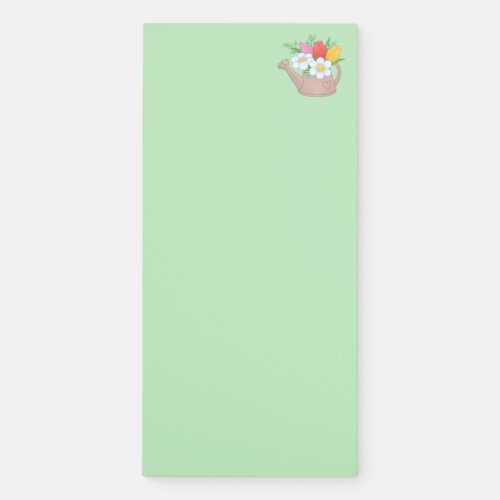 Garden Watering Can with Flowers on Green Magnetic Notepad