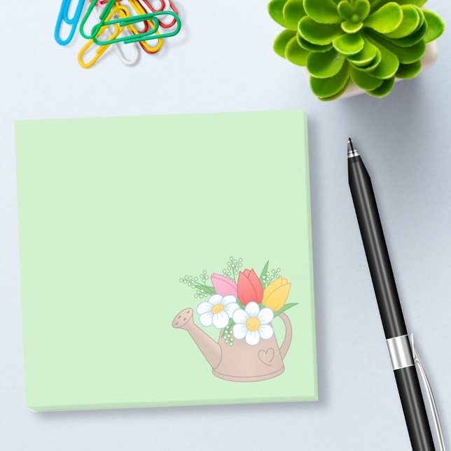 Garden Watering Can with Flowers on Green Post-it Notes (Creator Uploaded)