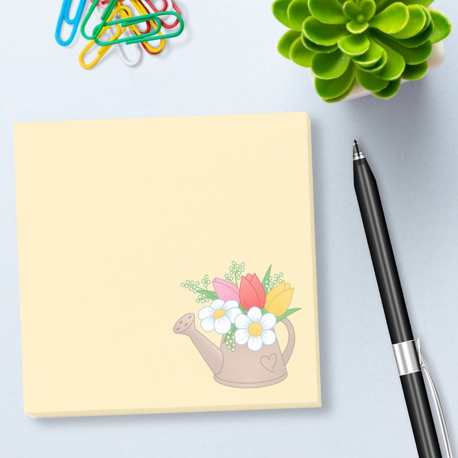 Garden Watering Can with Flowers on Yellow Post-it Notes (Creator Uploaded)