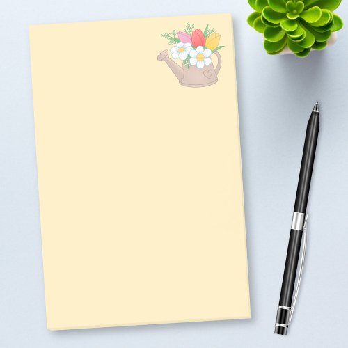 Garden Watering Can with Flowers on Yellow Post_it Notes