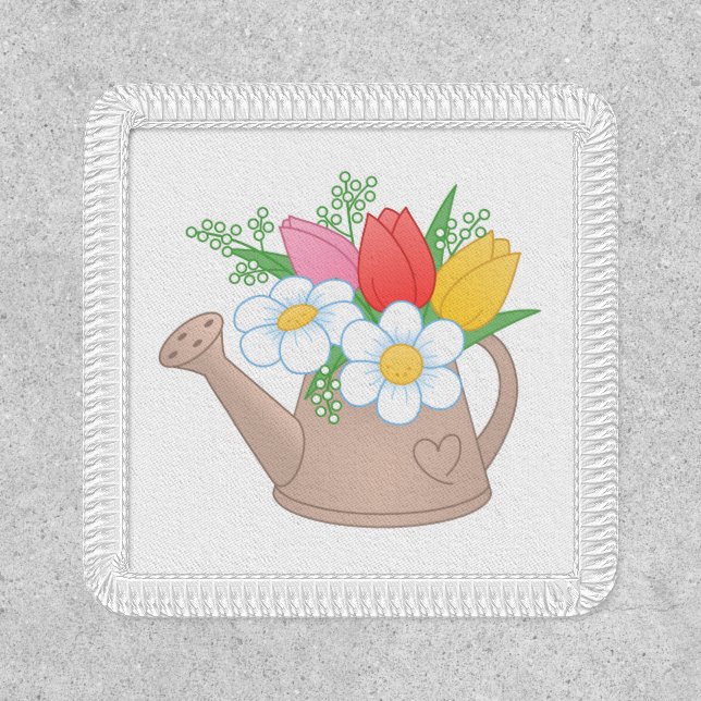 Garden Watering Can with Flowers Patch (Front)