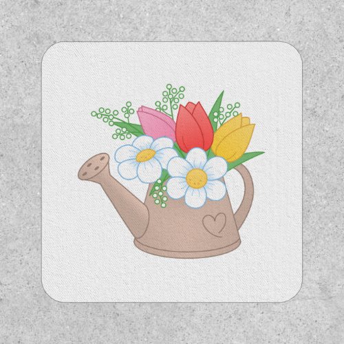 Garden Watering Can with Flowers Patch