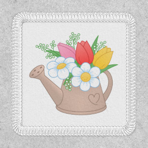 Garden Watering Can with Flowers Patch