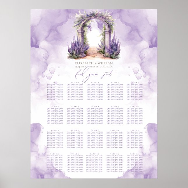 Garden Wedding 20 Table Wedding Seating Chart (Front)