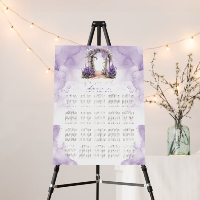 Garden Wedding 20 Table Wedding Seating Chart Foam Board (In Situ (Stand))