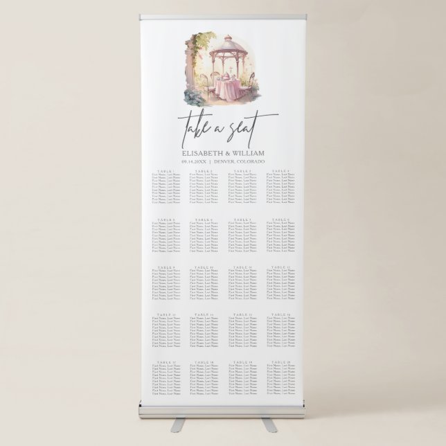 Garden Wedding 20 Table Wedding Seating Chart Retractable Banner (Front)