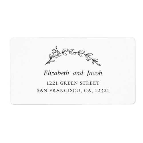 Garden wedding. Botanical black and white address Label