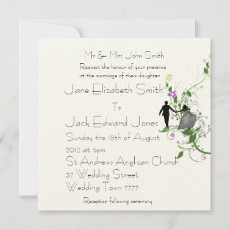 Garden Wedding Bride and Groom Custom Invitations