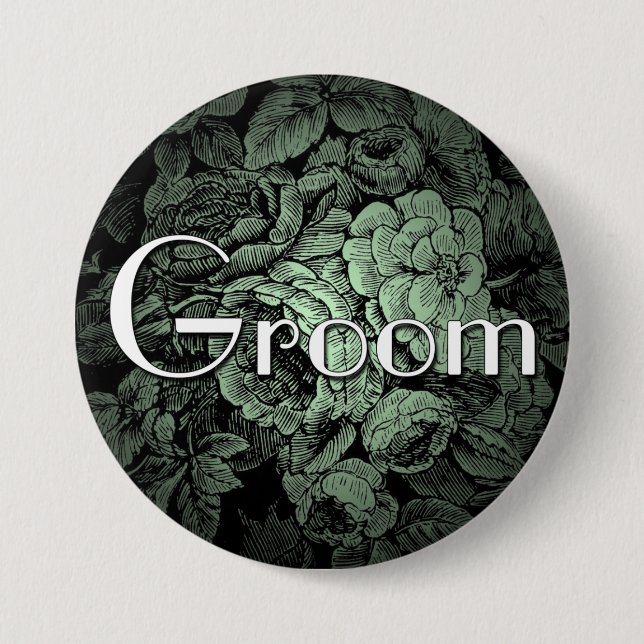 Garden Wedding Button: Groom Pinback Button (Front)