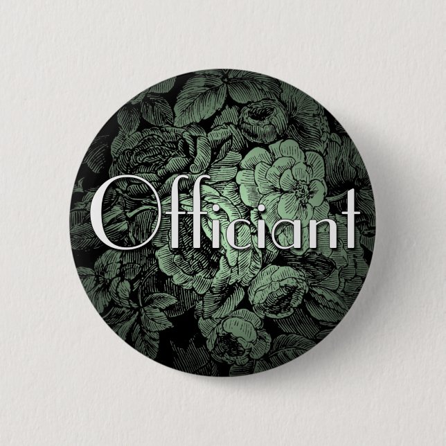 Garden Wedding Button: Officiant Pinback Button (Front)