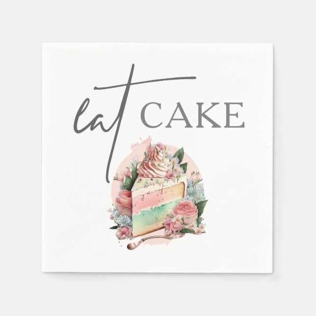 Garden Wedding Eat Cake Napkins (Front)