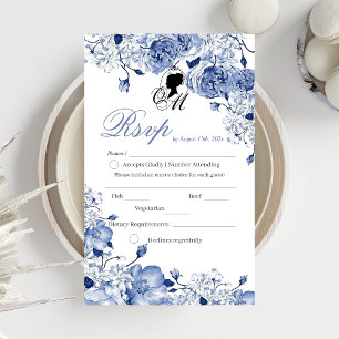 Garden Wedding Flowers Elegant Blue Rose RSVP Card