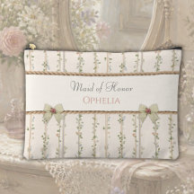 Garden Wedding Maid of Honor Floral Cosmetic Bag