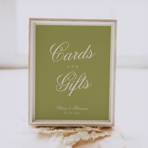 Garden Wedding Olive Green Calligraphy Gift Sign