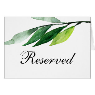 Garden wedding reserved sign. Green leaves Cards