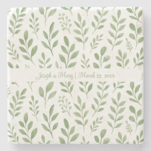 Garden Wedding Rustic Golf Course Botanical Custom Stone Coaster