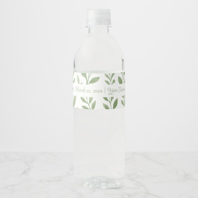 Garden Wedding Rustic Golf Course Botanical Custom Water Bottle Label (Front)